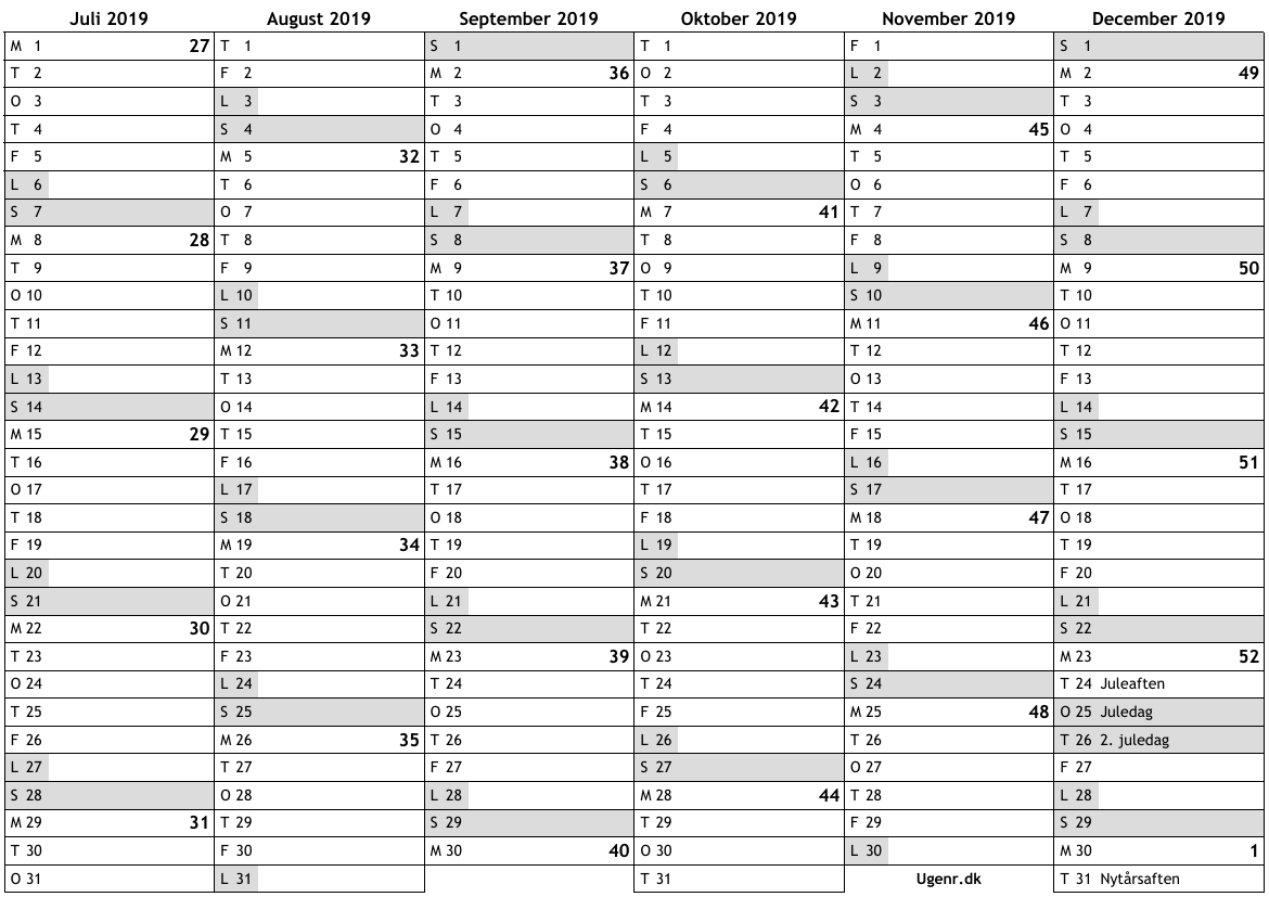 Kalender 2019 2 Halv r Kalender 2019 2 Halv r